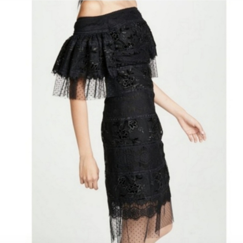 Costarellos Edine Sequin Lace Off the Shoulder Dress Size 38/6